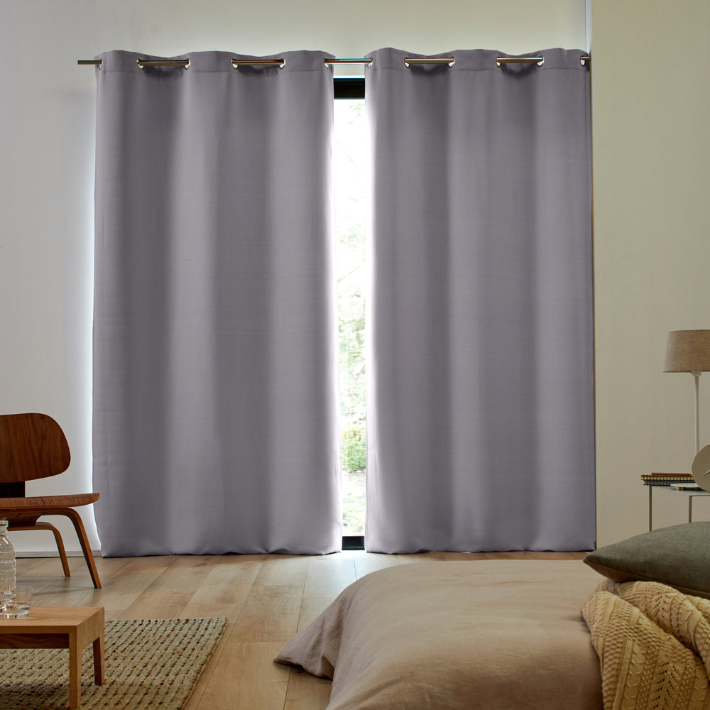 Lot de 2 rideaux occultants 80% à oeillets BLACKOUT gris moyen - 6