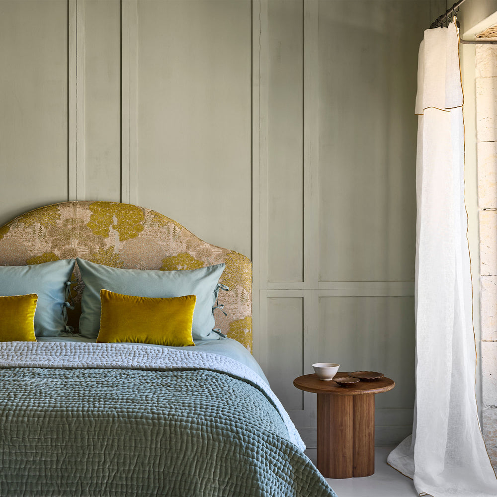Couvre-Lit Matelassé AURALIE en Velours de Coton - Vert de Gris