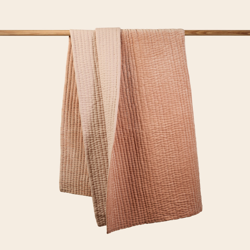 Couvre-lit matelassé AURALIE en velours de coton rose églantine - 6