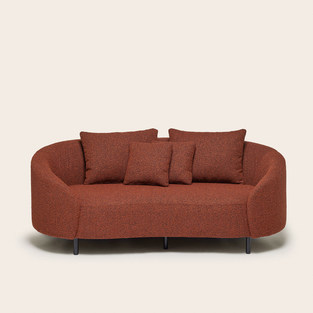 Canapé 2 places JULIKA en tissu bouclette ascot orange brûlé