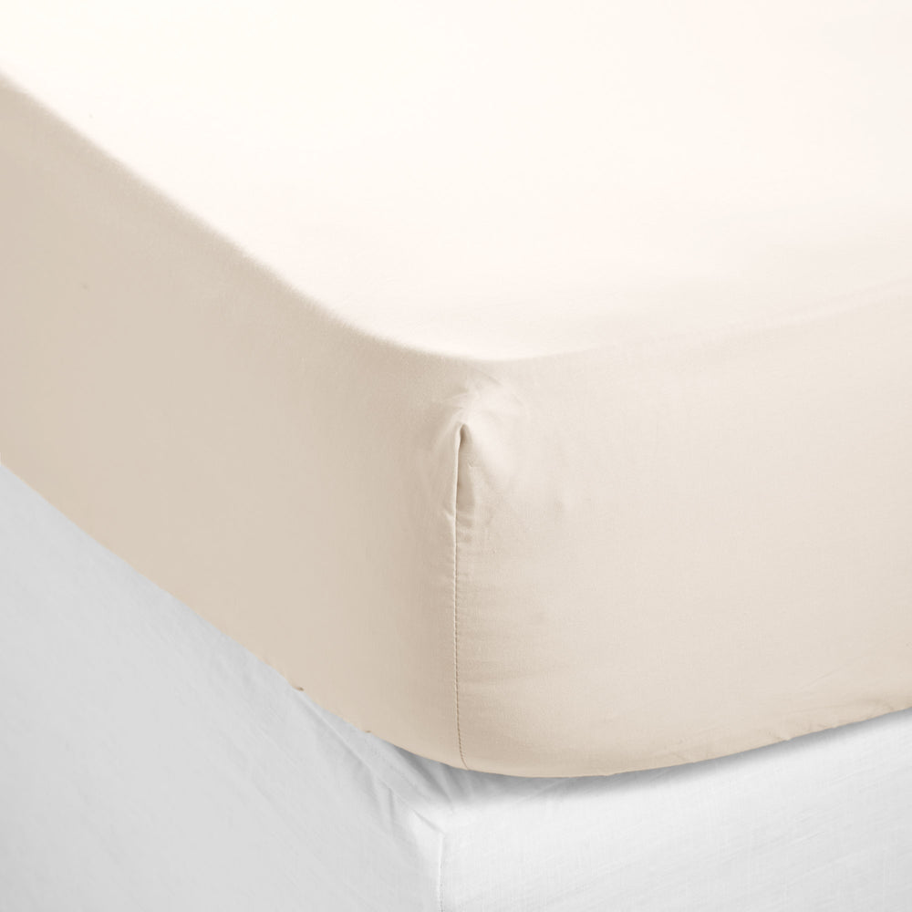 Drap Housse Céliane Crème 100% Coton Percale Lavé - 3