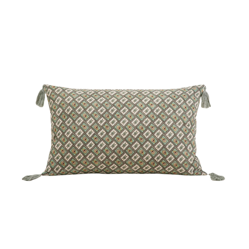 Housse de coussin SATIA vert de gris et écru - 10