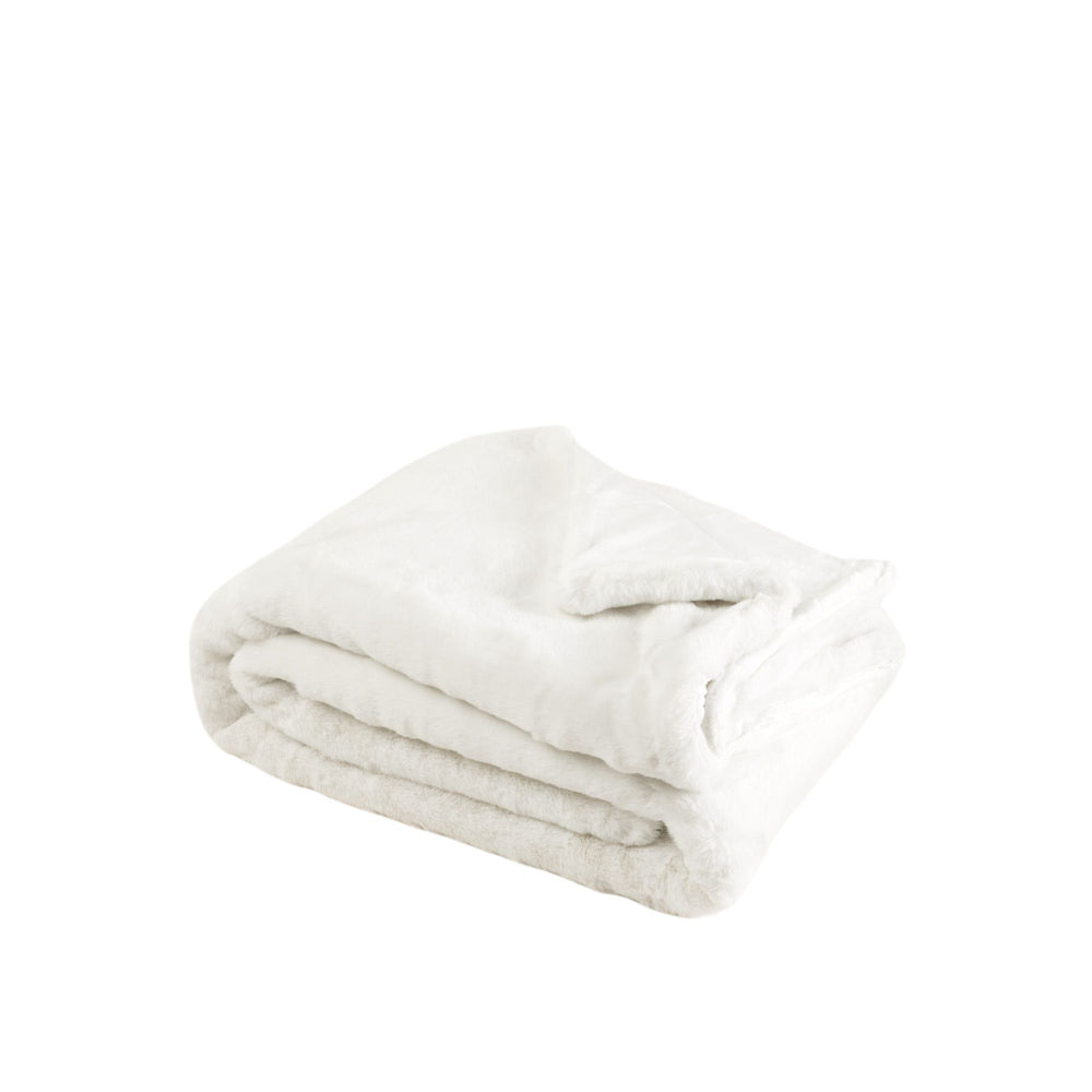 Plaid BIANCA blanc hermine - Couverture douillette et élégante pour hiver cosy - 11