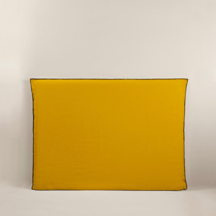 Housse de tête de lit NINO ocre et feston noir