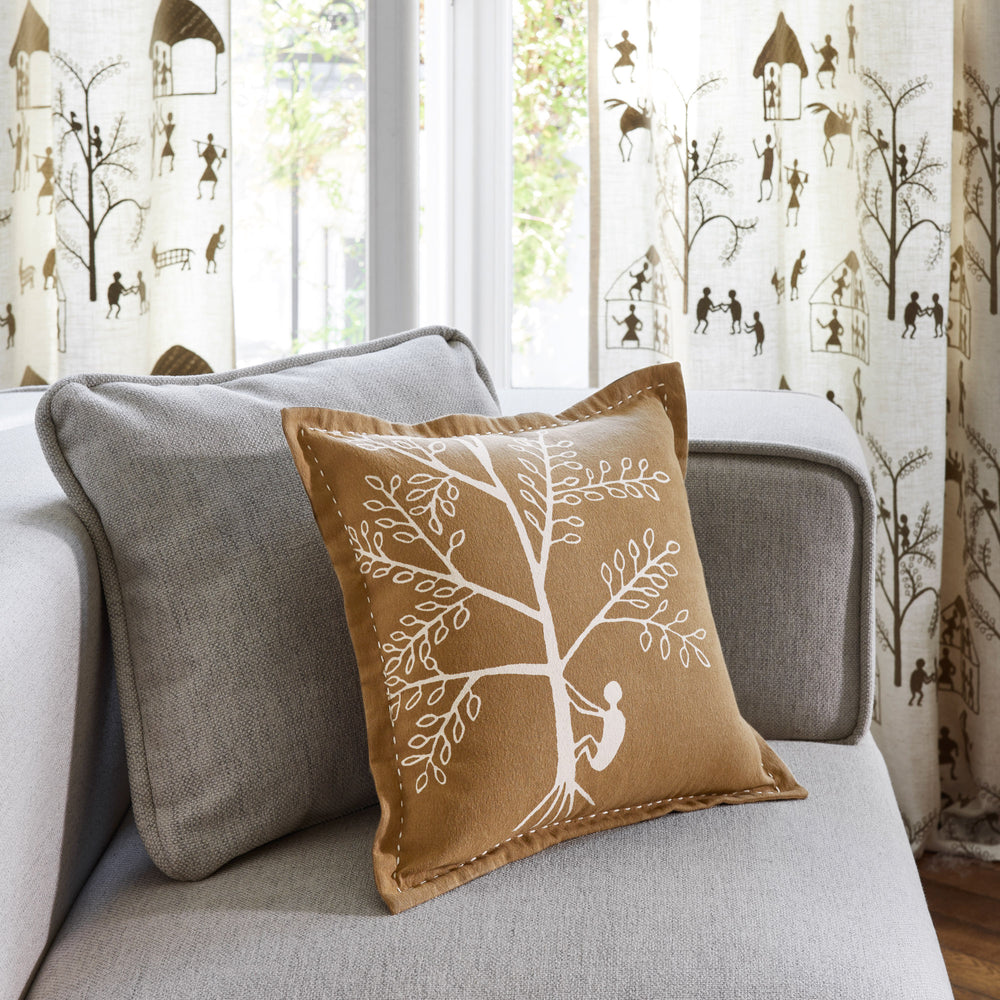 Housse de coussin KANAN marron et écru - 4