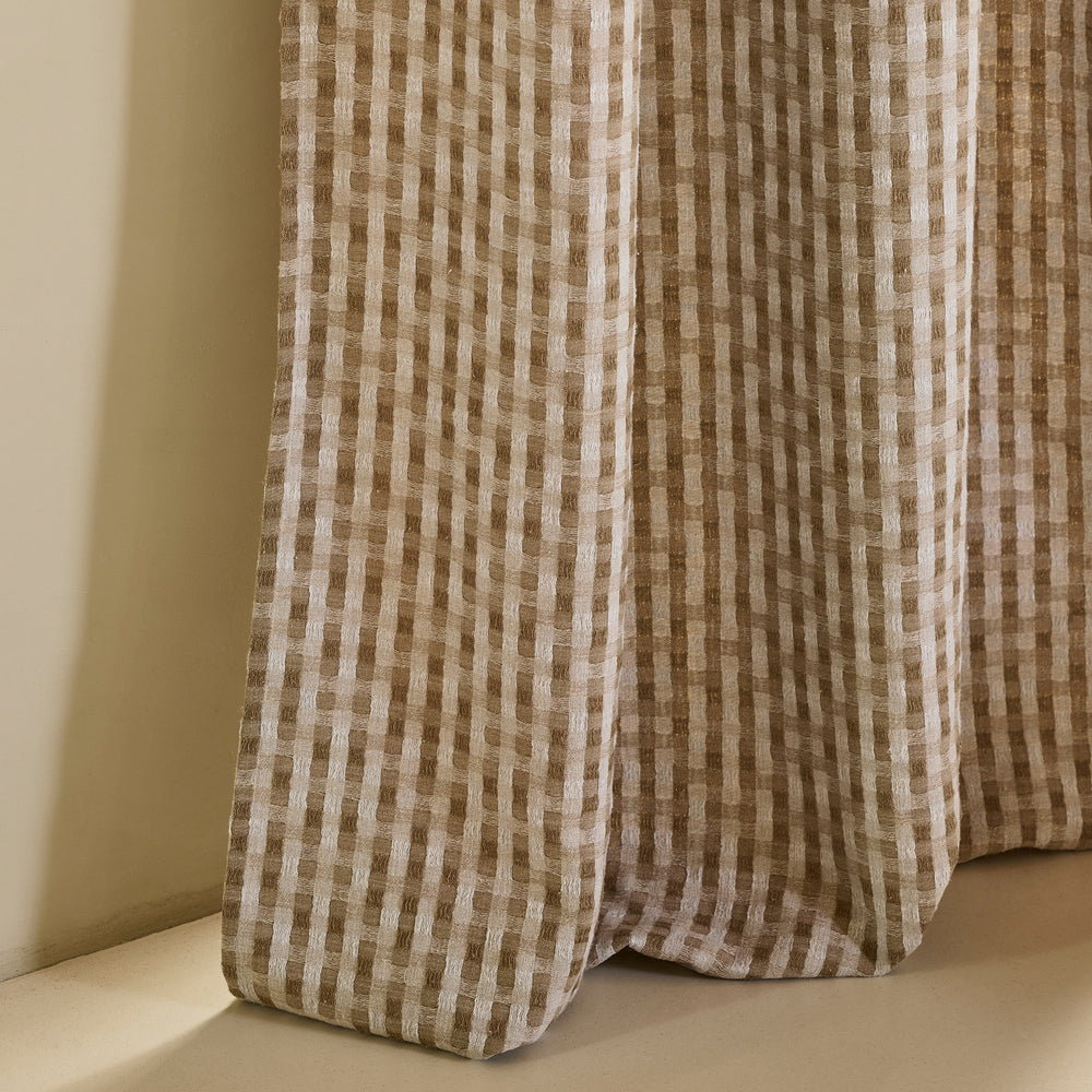 Rideau en Jacquard à Œillets Dorés CASTIN Design Bicolore Naturel et Taupe - 6