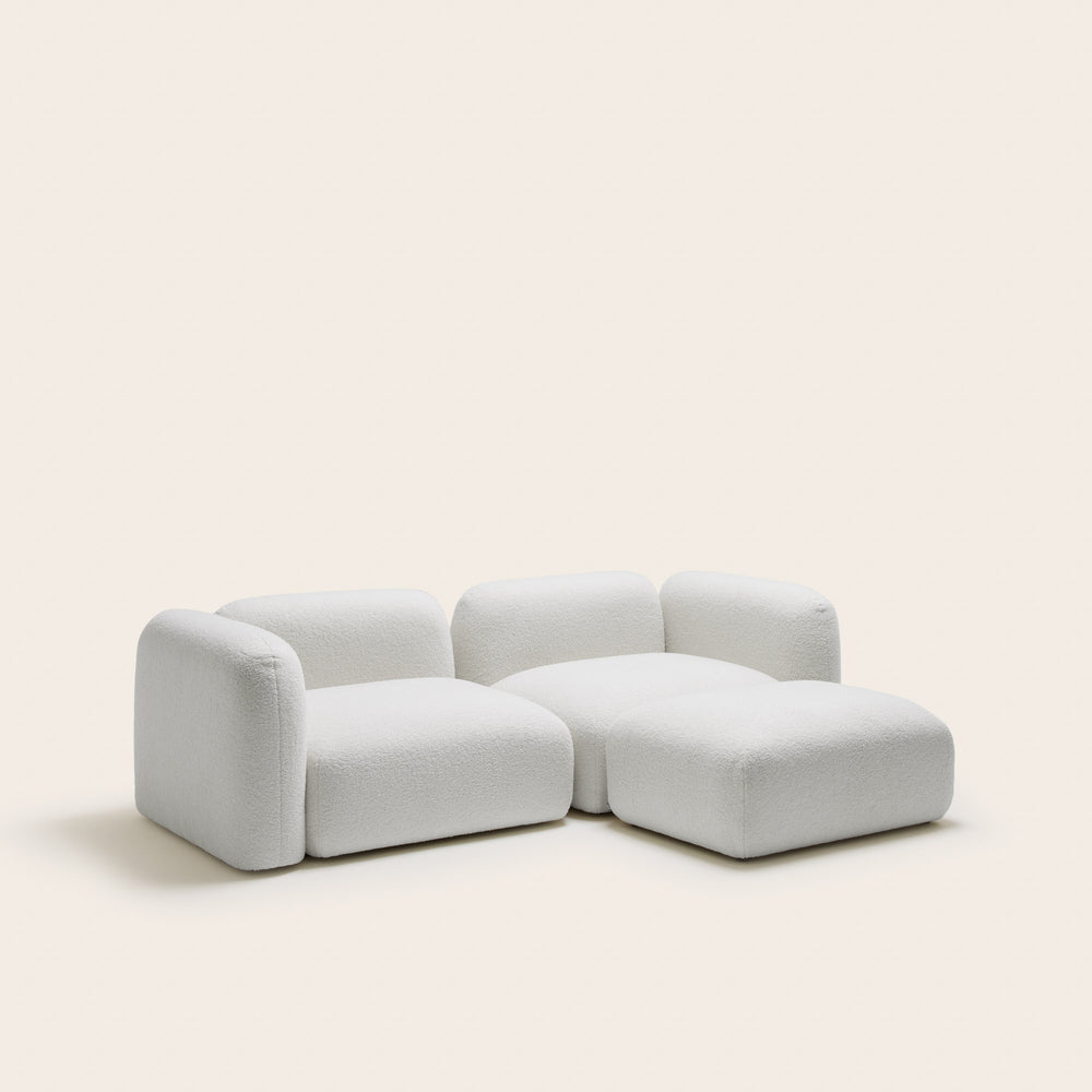 Fauteuil modulaire avec accoudoir D ISILD design scandinave tissu bouclette ivoire - 7
