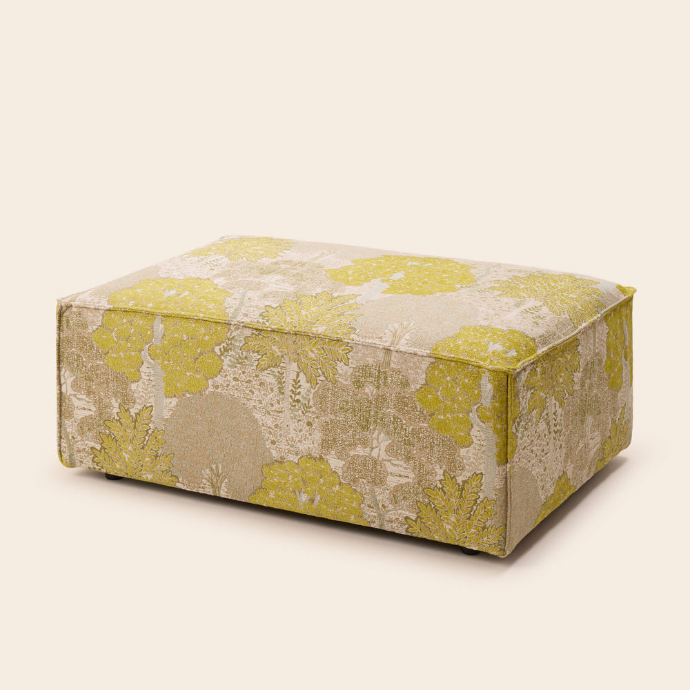 Pouf DYONIS en tissu jacquard alisia jaune soufre naturel - 6