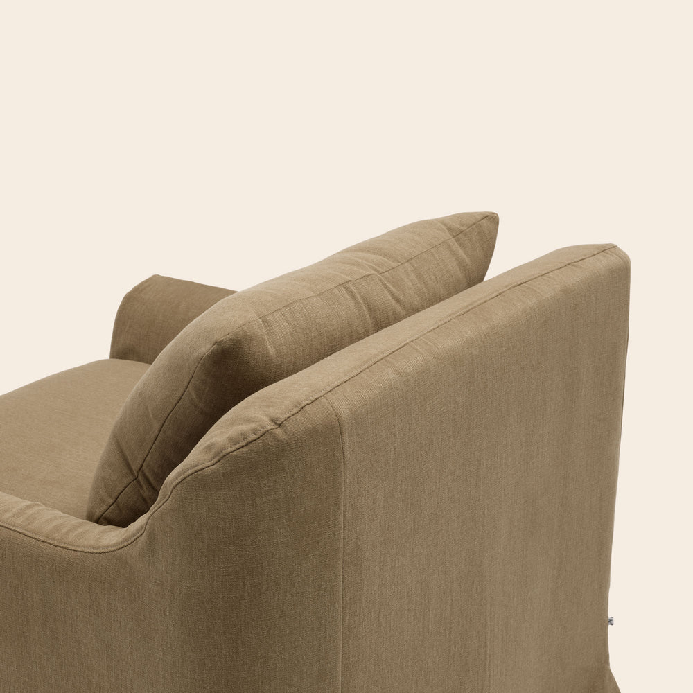 Fauteuil de salon Claribel - Design contemporain élégant en tissu brun chaud au motif bariolé - 7