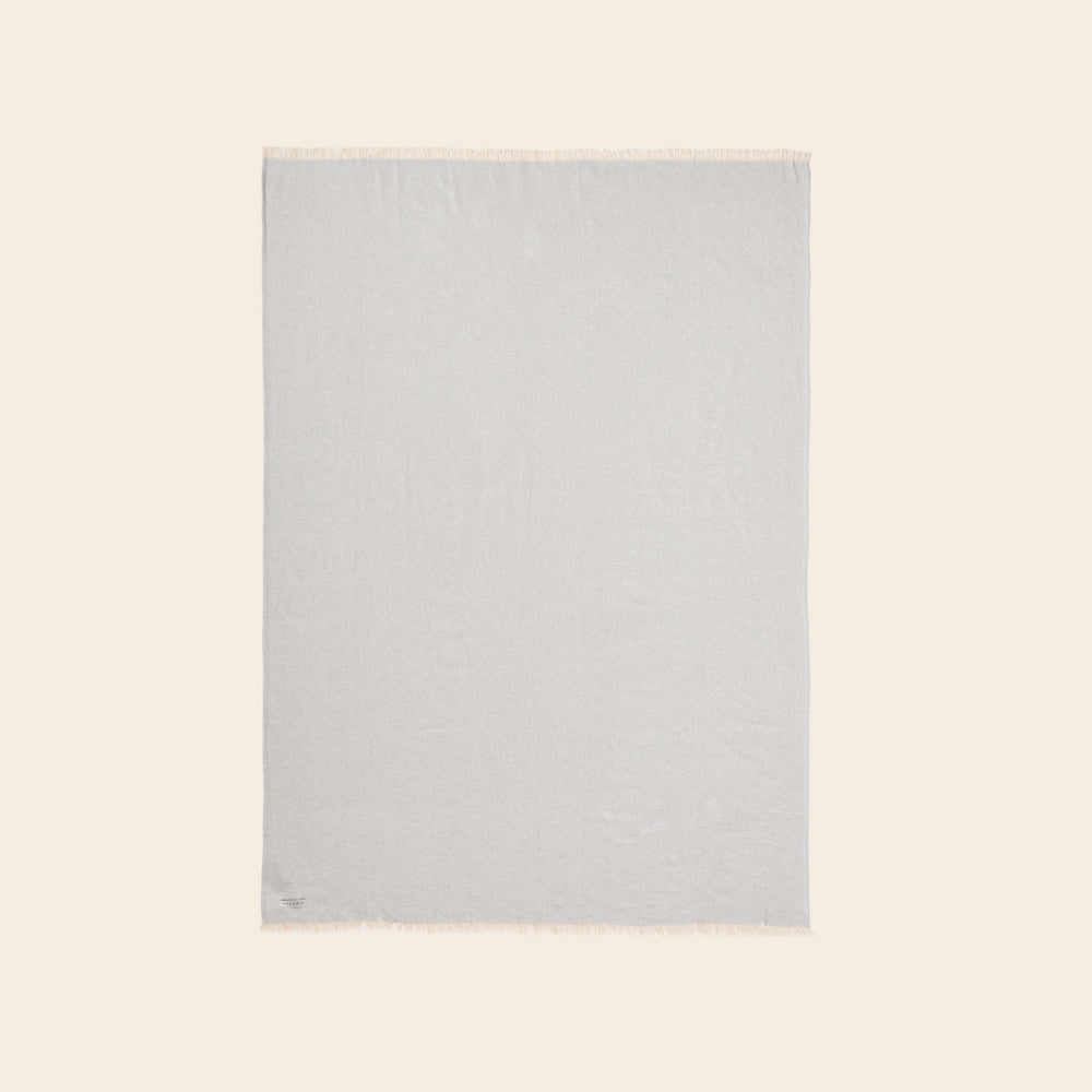Couverture plaid Goran - Ecru et gris perlé - 4