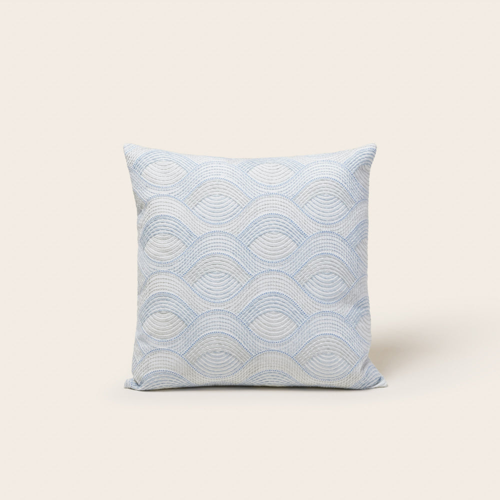 Housse de coussin KAMARIE blanc et ciel - 4