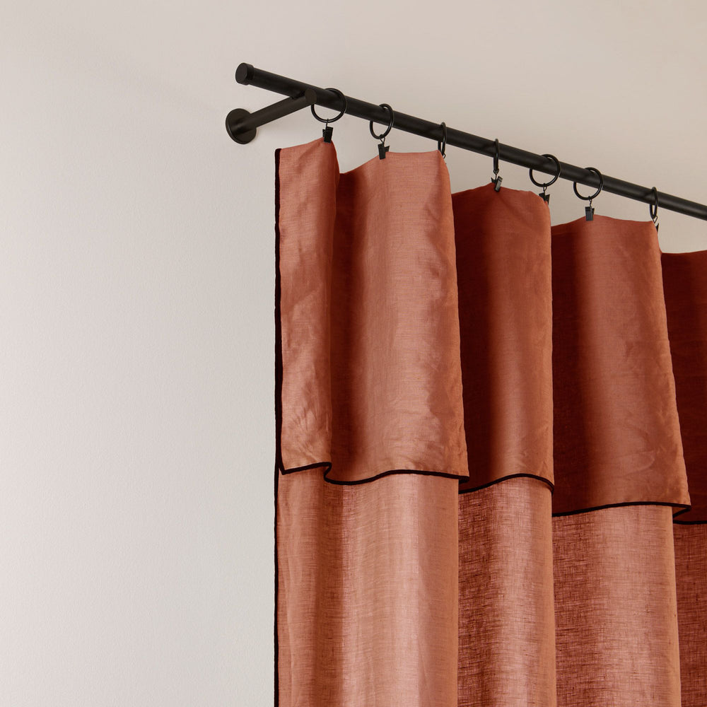 Rideau panneau CARLINA terracotta et bourdon noir - 7