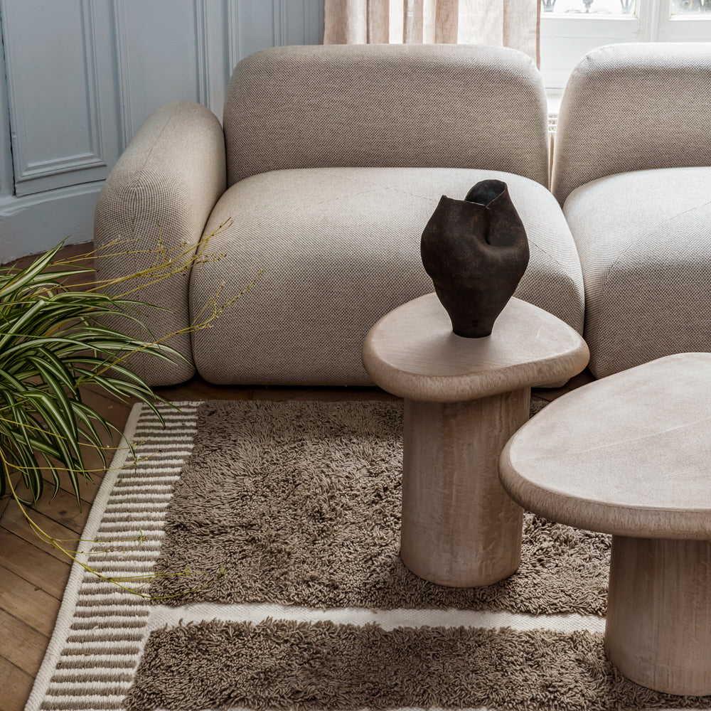 Fauteuil relax modulable design scandinave ISILD, assise basse en rotin naturel avec accoudoirs ergonomiques - 4