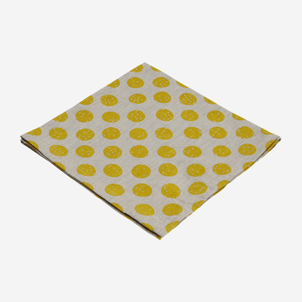 Serviette de Table SUZY en Coton Imprimé Naturel et Jaune Citron - 3