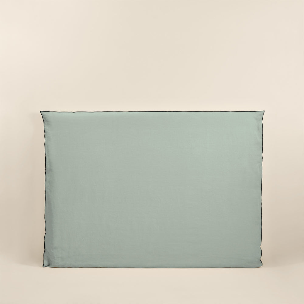 Housse de tête de lit CARLINA vert amande 100% lin lavé – Style tilleul & bourdon noir - 3