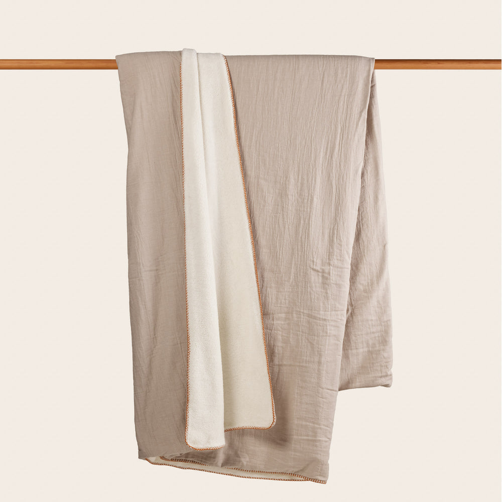 Couvre-lit DASHAN beige naturel et feston carame - 7