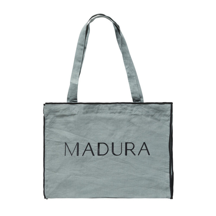 Sac Carlina Bourdon Lin Lavé Vert de Gris & Détails Noir Éclatants - 4