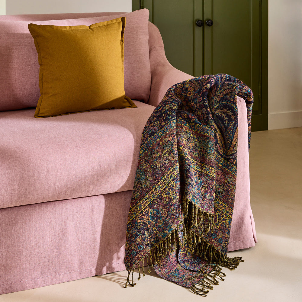Plaid MAGDI noir et multicolore - Design oriental raffiné - 3