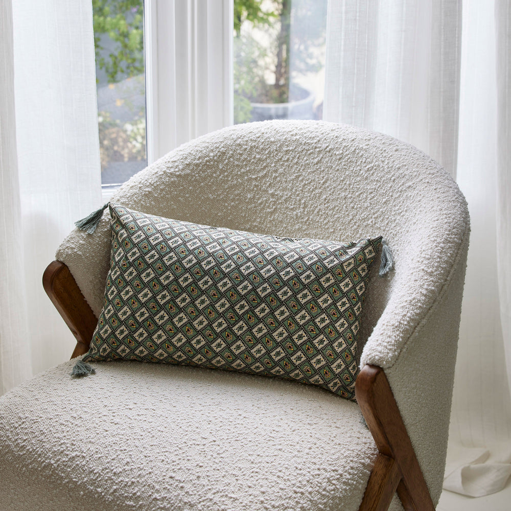 Housse de coussin SATIA vert de gris et écru - 3