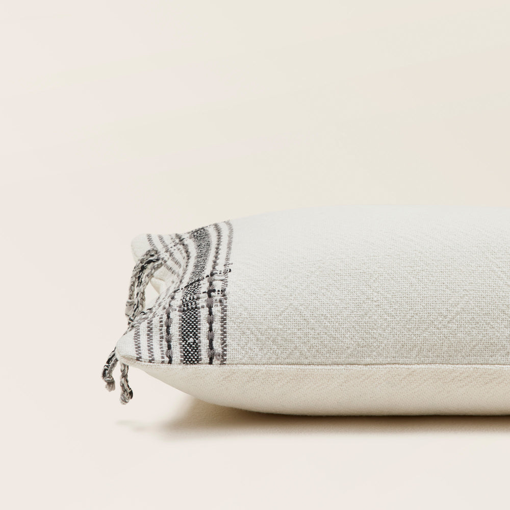 Housse de coussin PAVANI 100 % coton rayures blanches et noires - 7