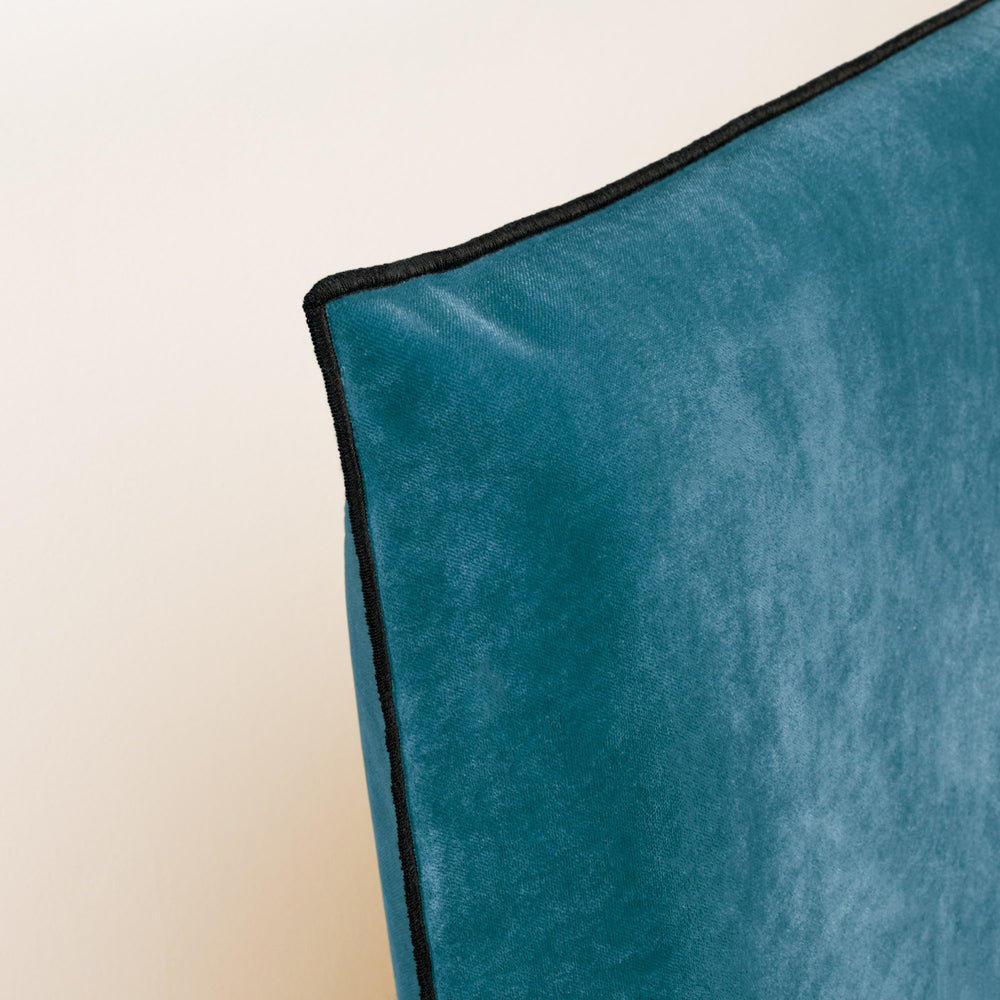 Housse de tête de lit DARIO en velours ultra doux - Bleu canard & Noir bourdon élégant - 7