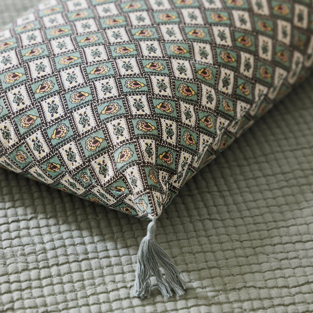 Housse de coussin SATIA vert de gris et écru - 5