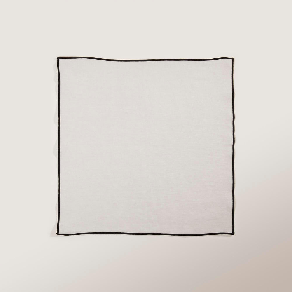 Serviette de table en 100% lin lavé CARLINA, tons calcaire et bourdon noir - Élégance intemporelle - 6