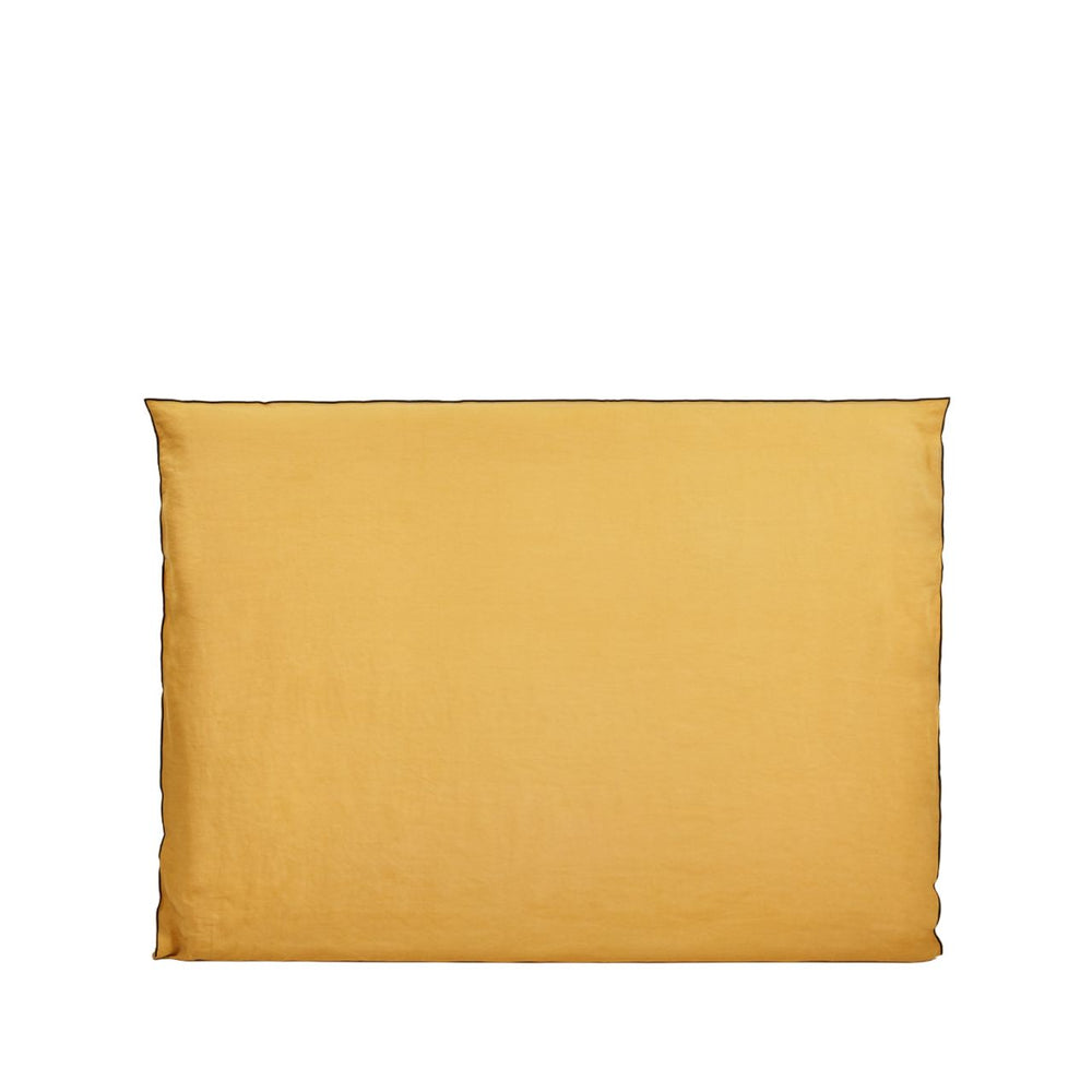 Housse de tête de lit CARLINA 100% lin lavé ocre et bourdon noir - 8