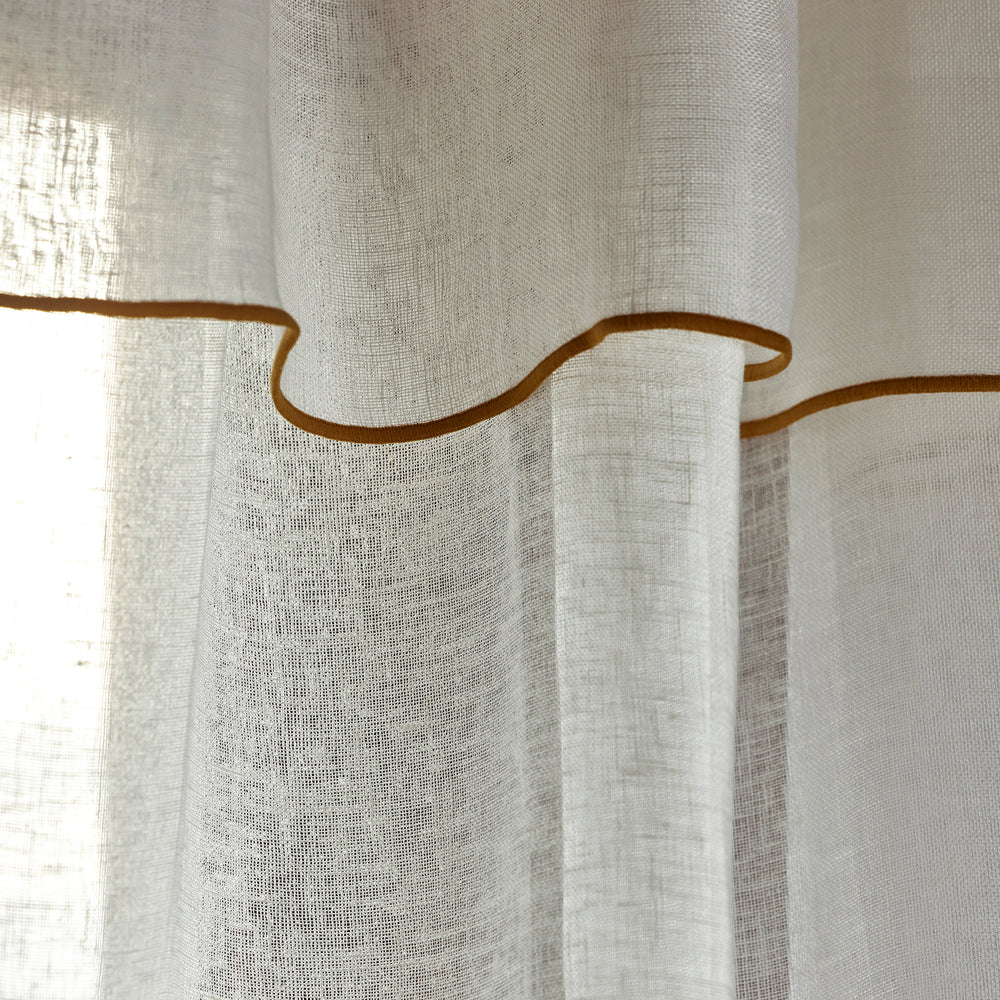 Voilage panneau SHADOW blanc pur et bourdon ocre - 5