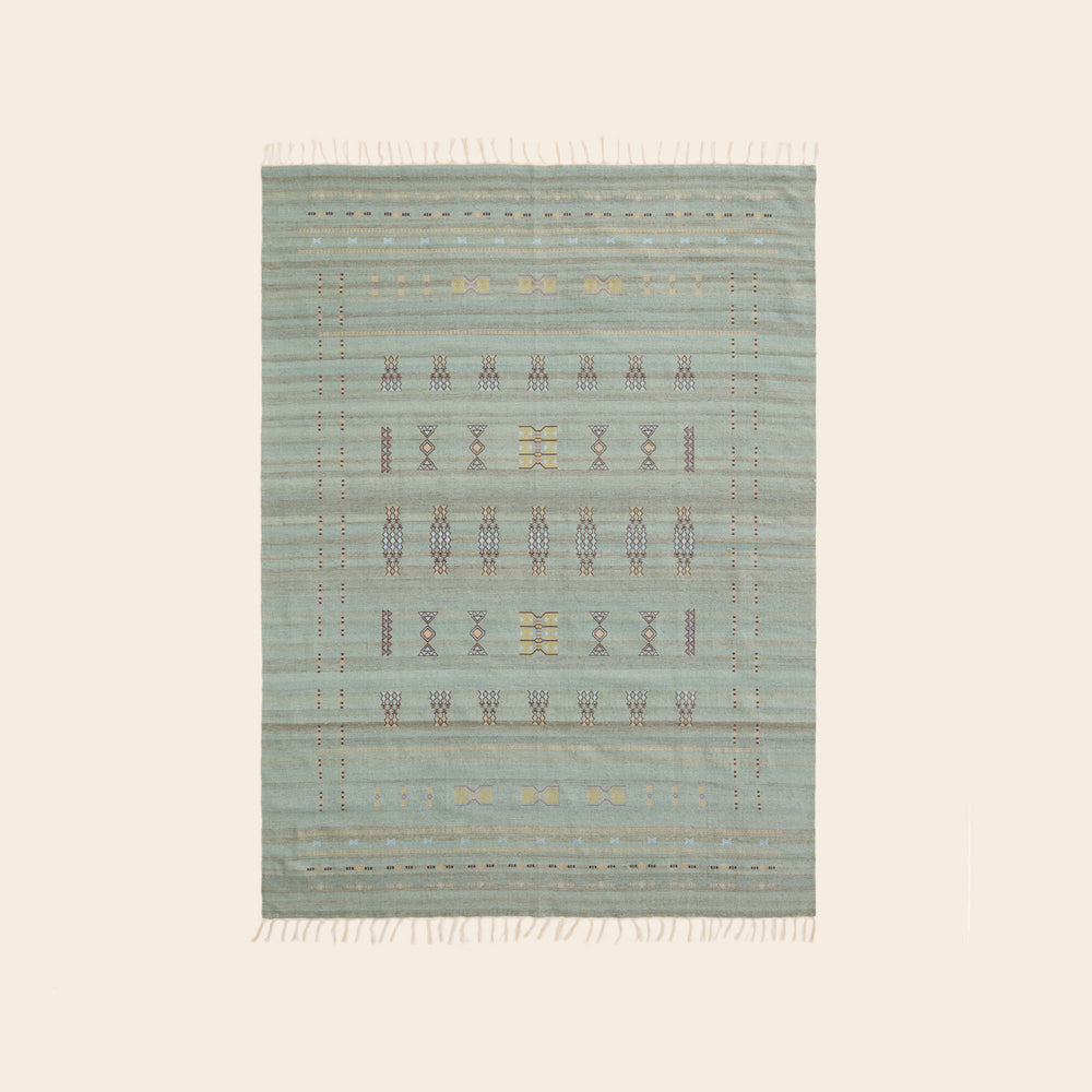 Tapis de sol ARSALANE vert de gris 100 % laine - 10
