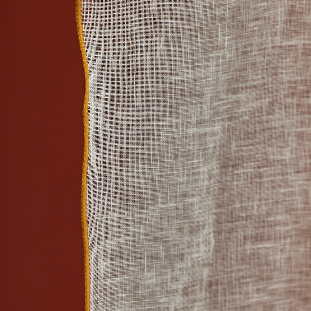 Voilage panneau SHADOW blanc pur et bourdon ocre - 7
