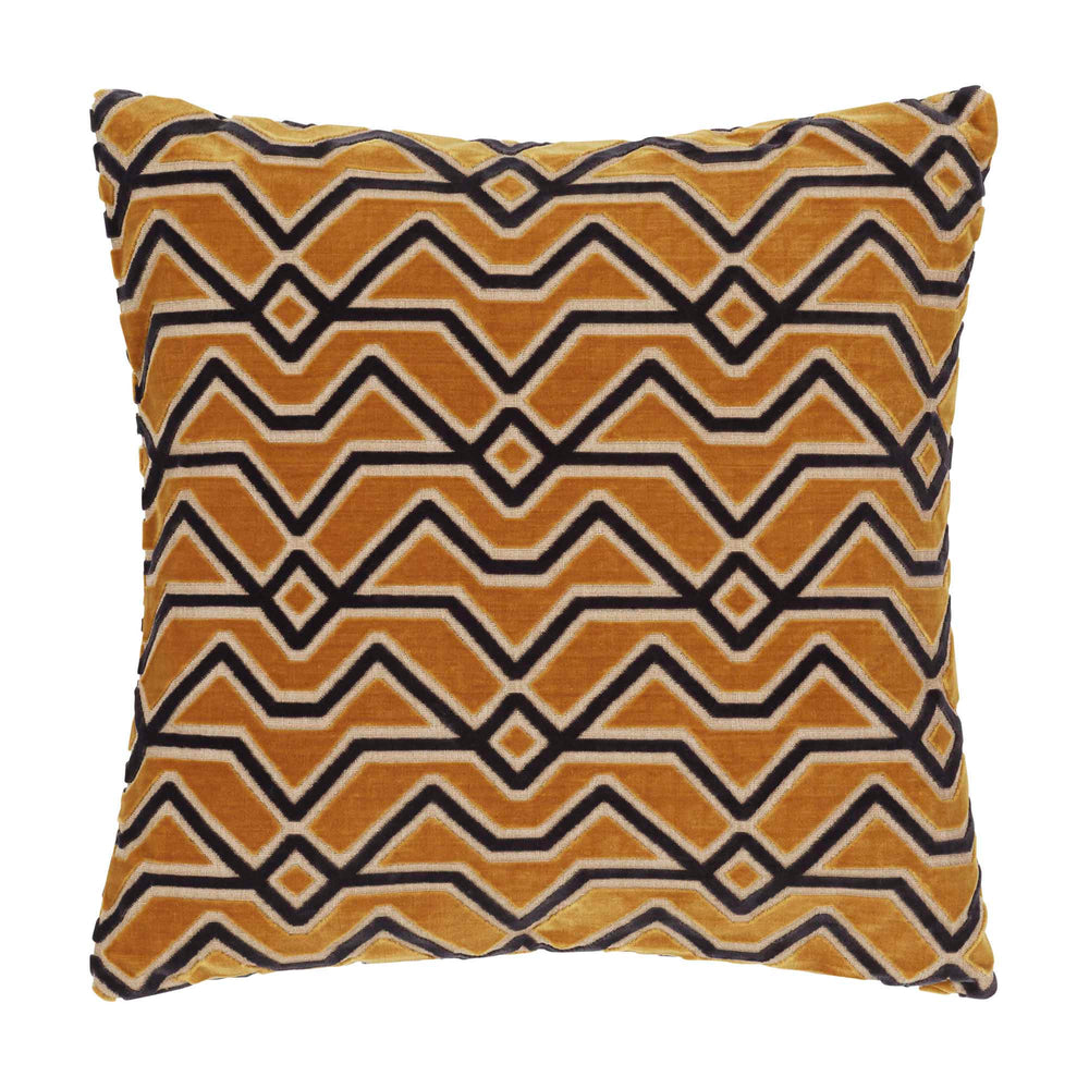 Housse de coussin KUMBO Jacquard Velours Ocre et Noir - 10