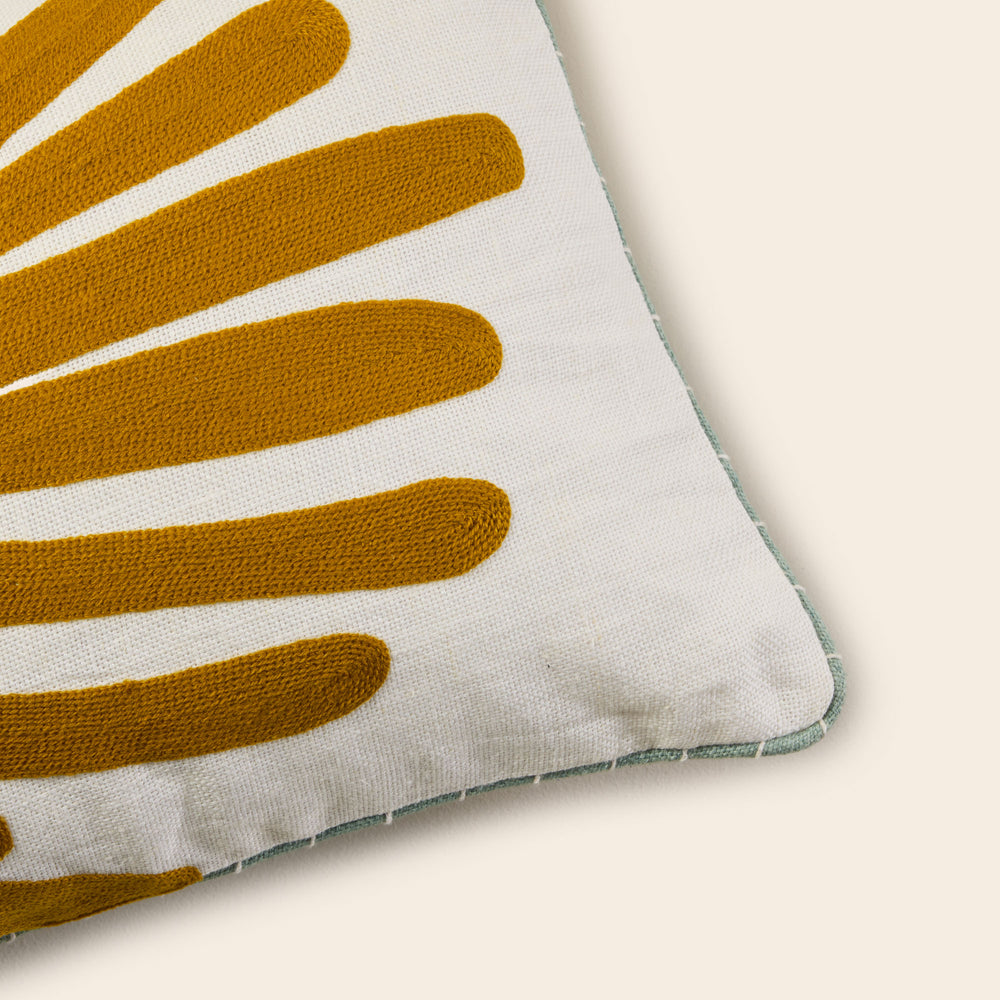 Housse de coussin TROPI ecru et moutarde - 4