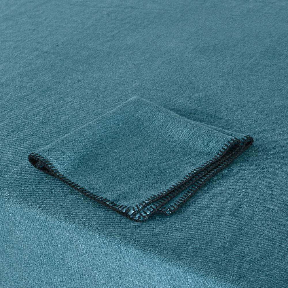 Nappe rectangulaire NINO indigo et feston noir - 6