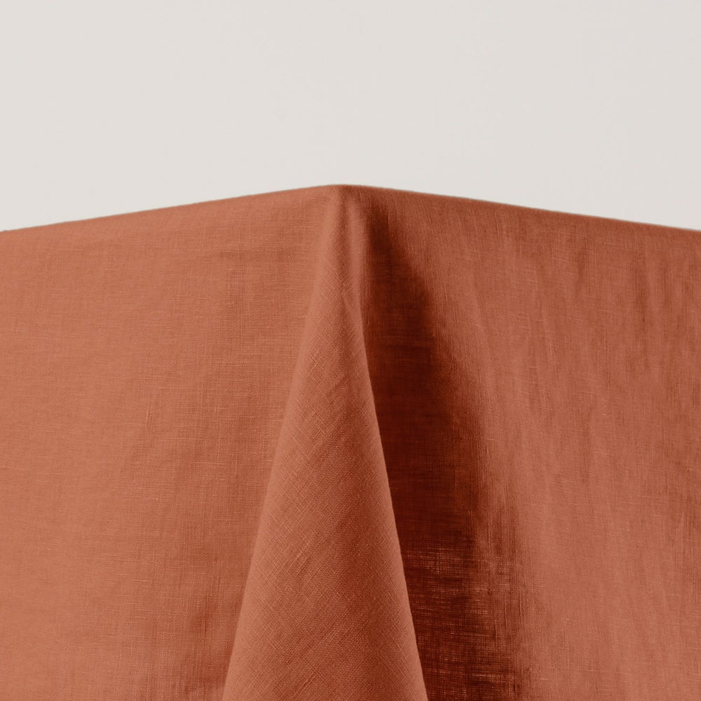 Nappe Carrée CARLINA en Lin Lavé Terracotta et Bourdon Noir - 7