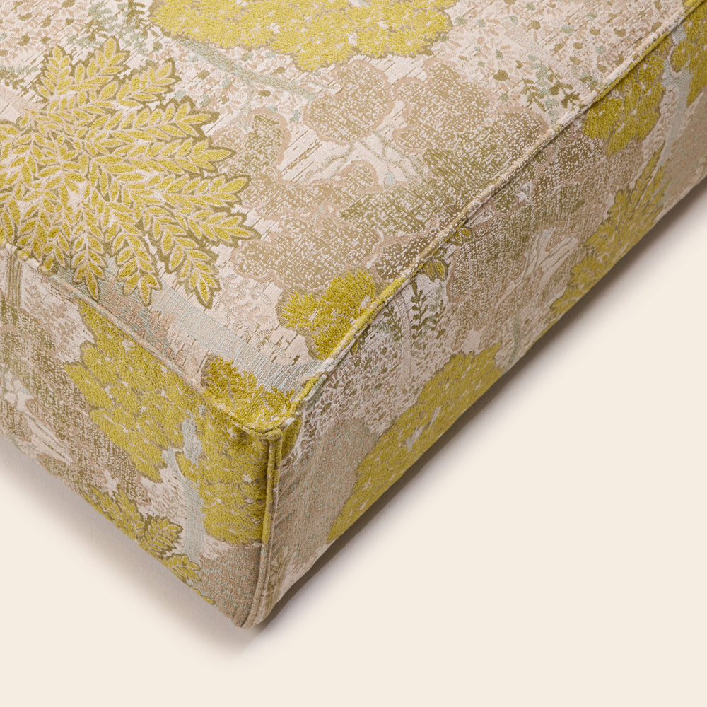 Pouf DYONIS en tissu jacquard alisia jaune soufre naturel - 8