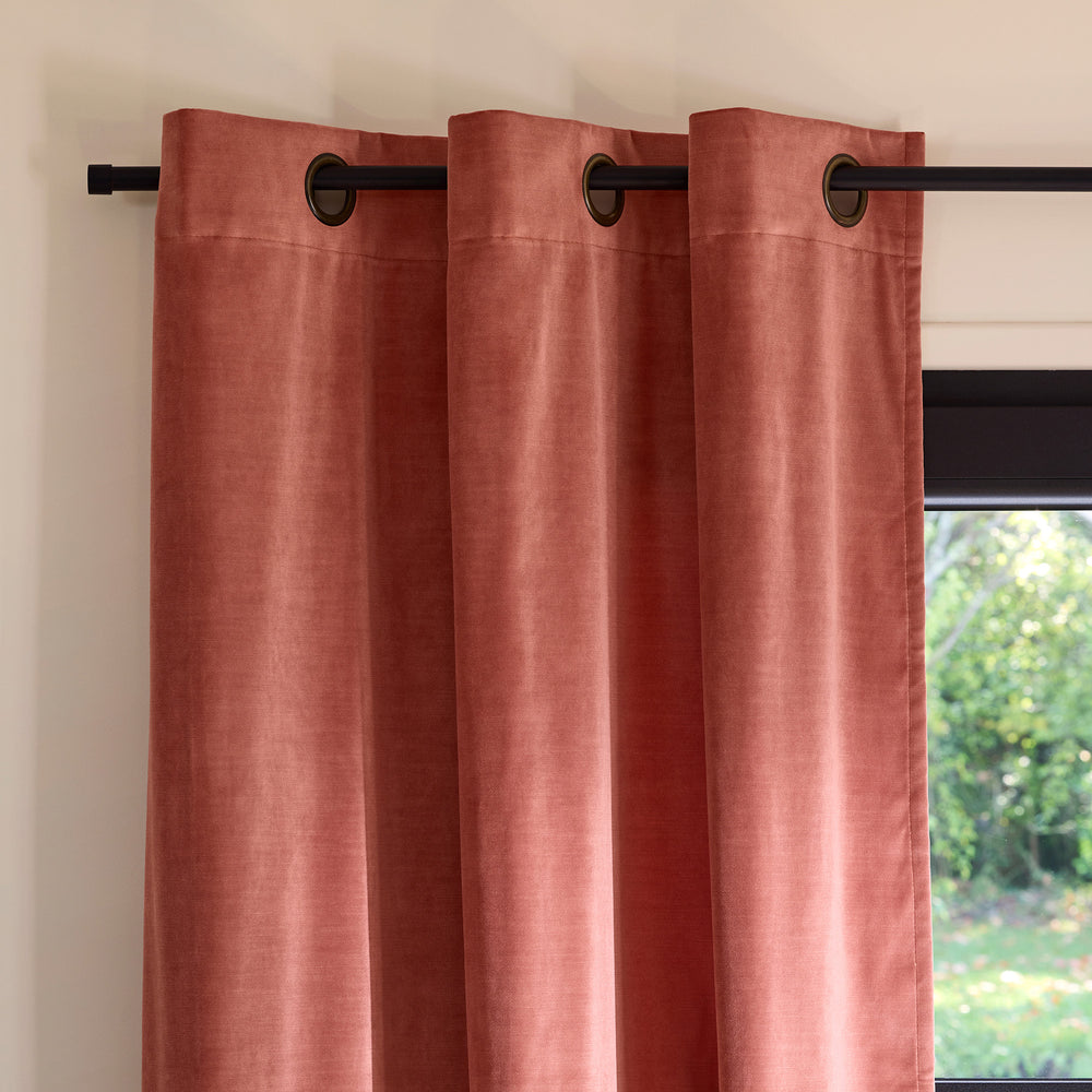 Rideau de Velours à Oeillets Dorés DALILA - Pêche Rosé, Élégance Raffinée pour Décoration Intime et Chic - 2