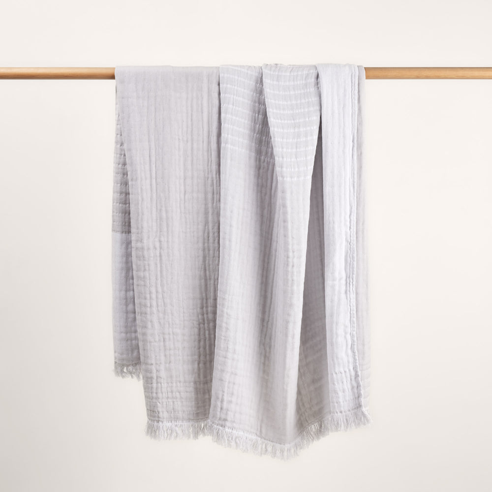 Plaid CHARLY perle en 70% coton recyclé pour un confort douillet et éco-responsable - 10