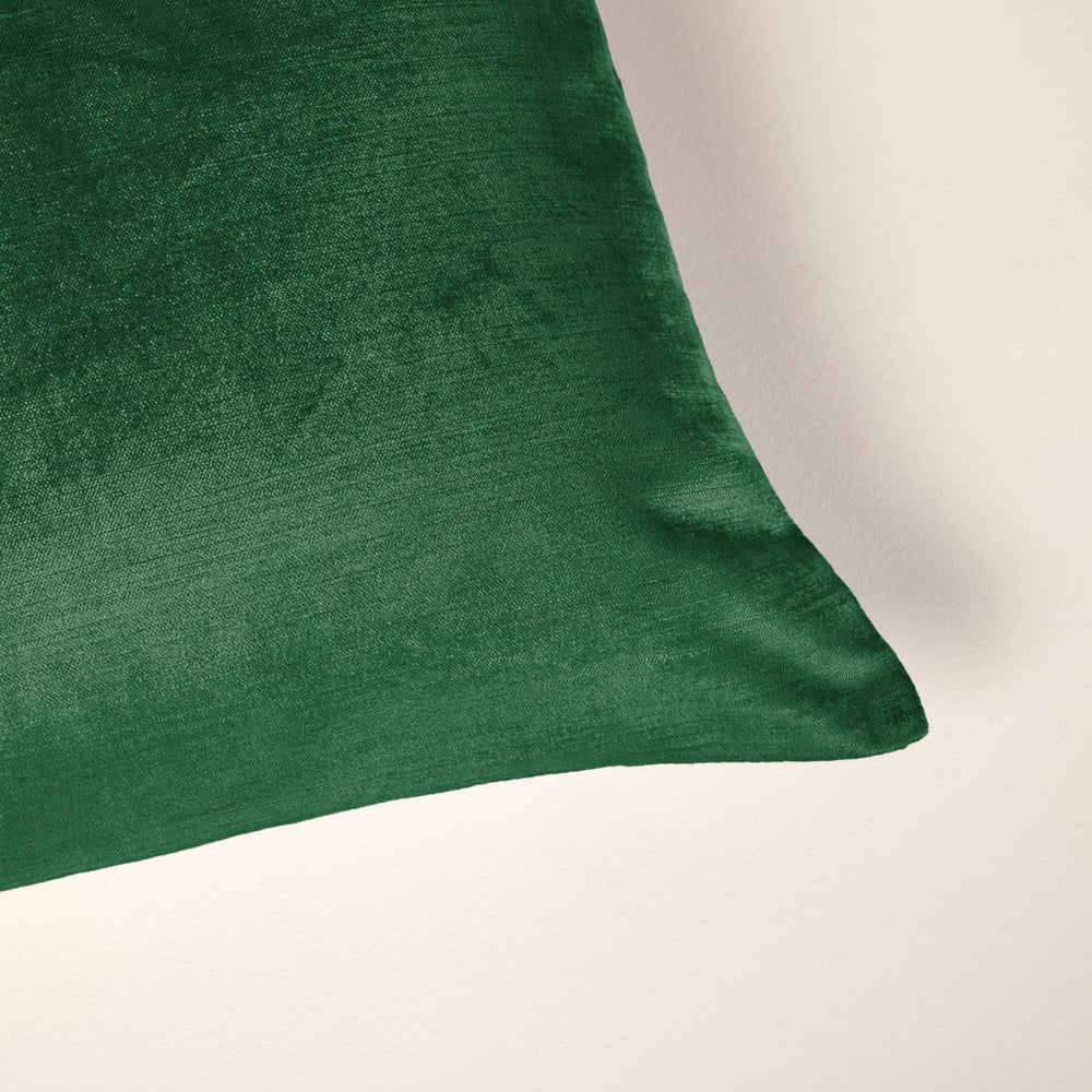 Housse de coussin CASTIGLIONE bicolore vert pin et taupe en velours - 5