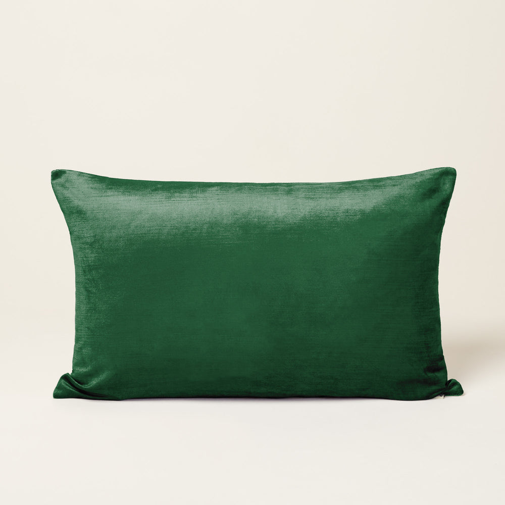Housse de coussin CASTIGLIONE bicolore vert pin et taupe en velours