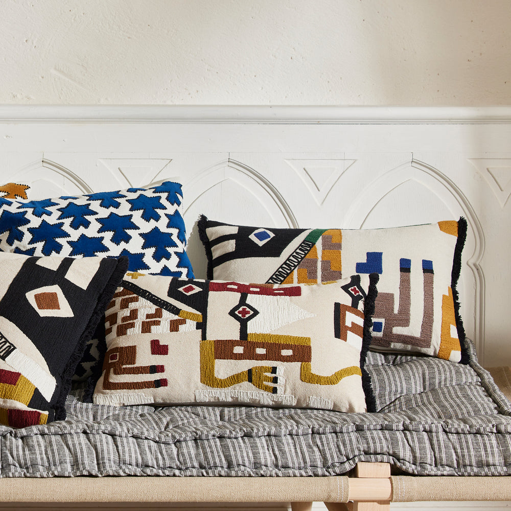 Housse de coussin HAZCAS naturel et sangria - 4