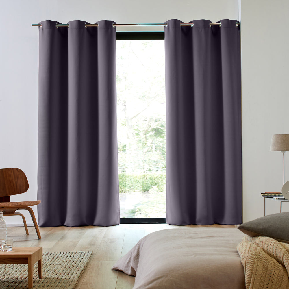 Lot de 2 rideaux occultants gris foncé à œillets - 80% de blocage lumineux - 3