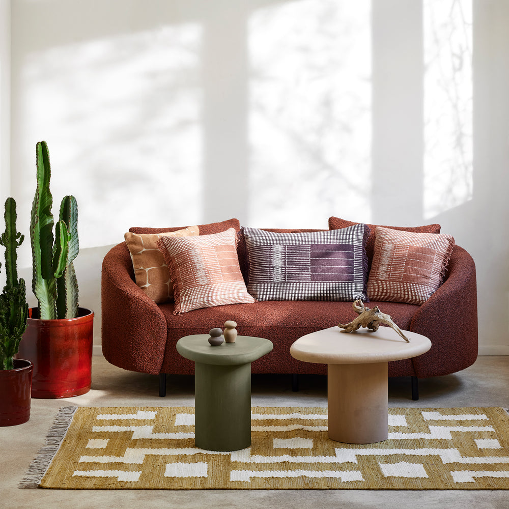 Tapis de sol IMANOL ocre et ivoire design motif géométrique grand format - 3