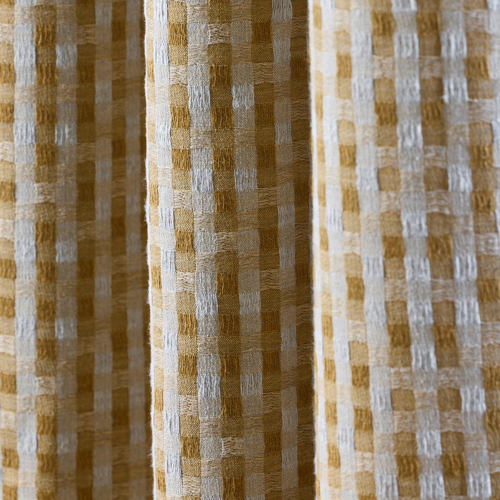 Rideau à œillets dorés CASTIN jacquard bicolore naturel et ocre - 7