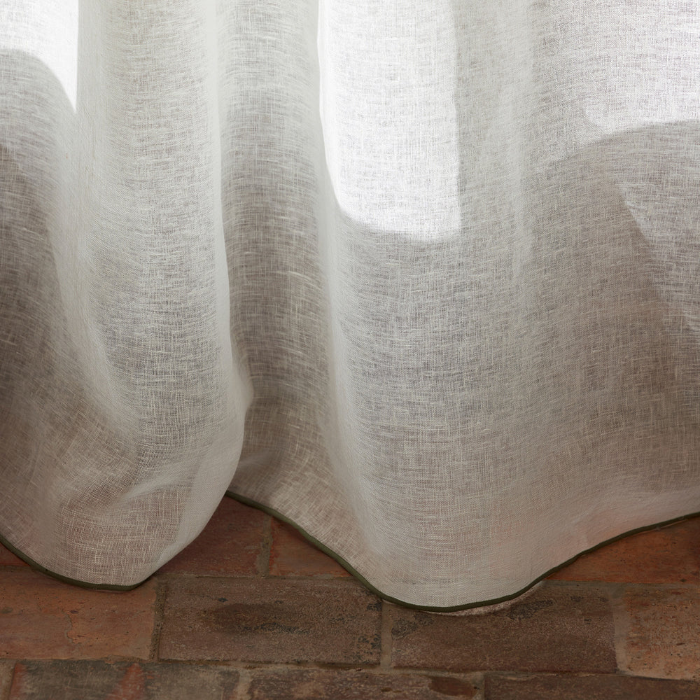 Voilage panneau SHADOW blanc pur et bourdon vert - 5