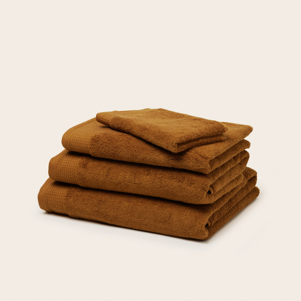 Serviette de toilette AKEMI caramel haut de gamme en tissu éponge - 11