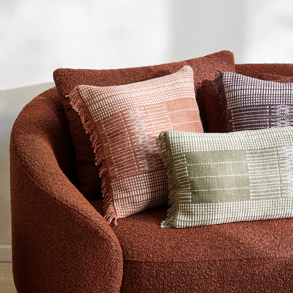 Housse de coussin MELKI olive douce élégant design rectangulaire folk - 3