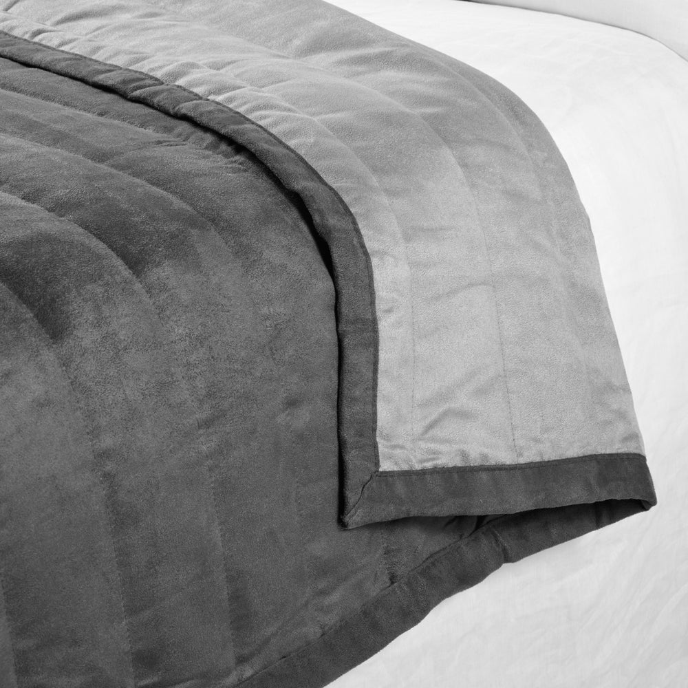 Couvre-lit matelassé élégant gris foncé MONTANA au design daim - 5