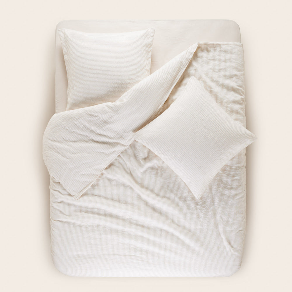 Lot de 2 taies d'oreiller ELIE en lin coton - Ivoire & Naturel, design élégant et éthique - 11