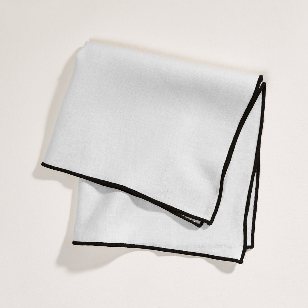 Serviette de Table Carlina - Blanc Pur & Noir Bourdon